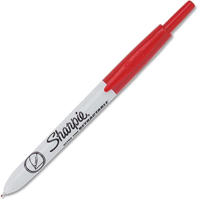 Sharpie Retractable Permanent Markers, Ultra Fine Point, Red, 12 Count