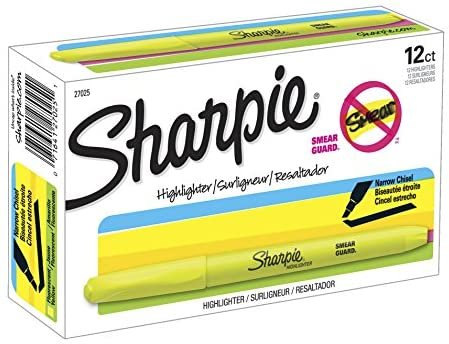 Sharpie Accent Pocket-Style Highlighters, Fluorescent Yellow , Chisel Tip, Dozen - 27025