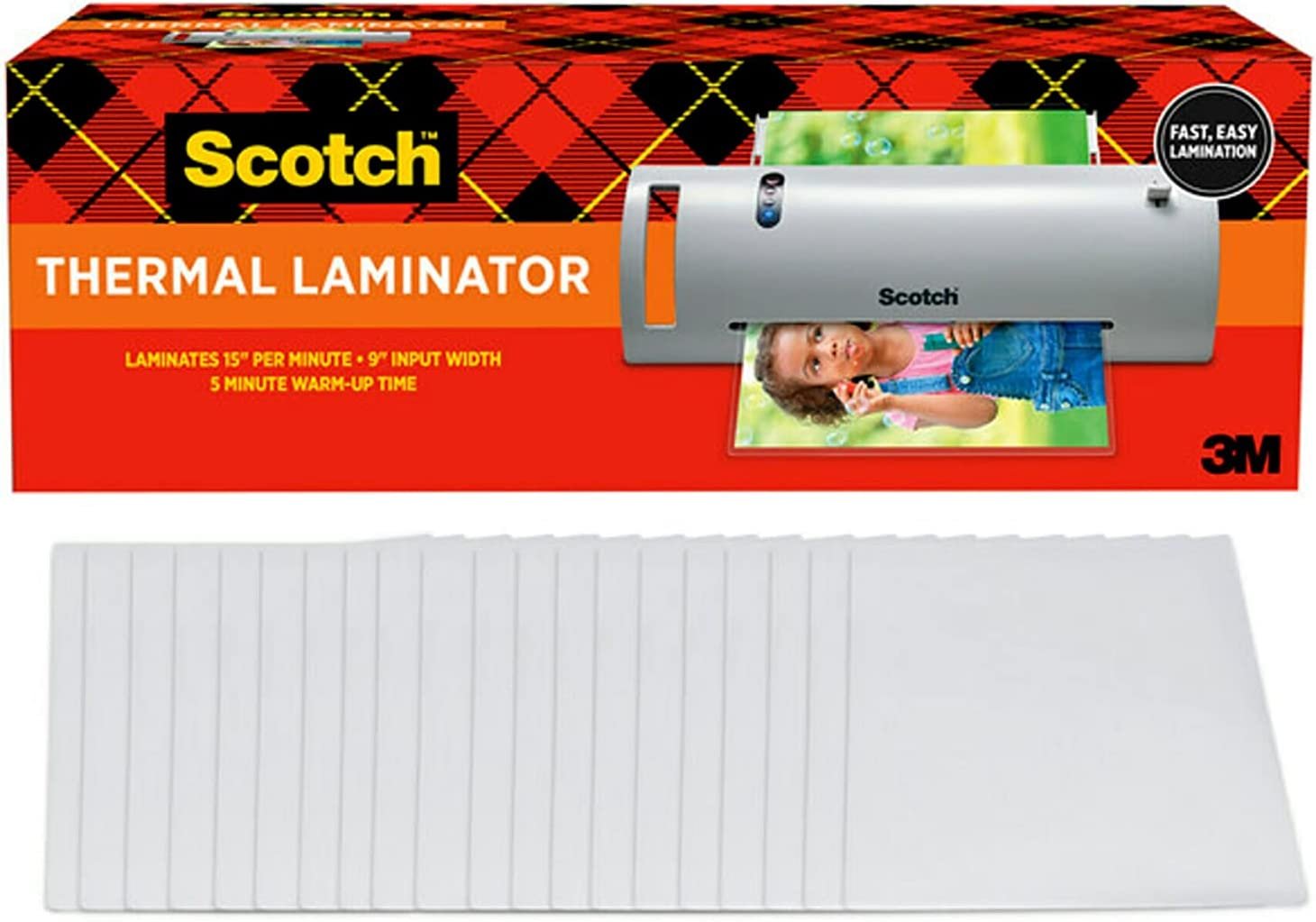Scotch Thermal Laminator Combo Pack, Includes 20 Letter-Size Laminating Pouches, Holds Sheets up to 8.9" x 11(TL902VP)