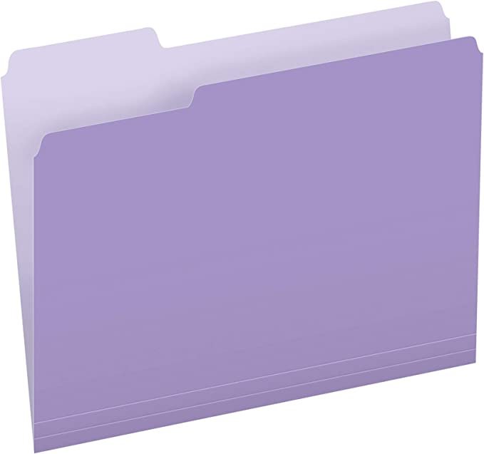Pendaflex Two-Tone Color File Folders, Letter Size, 1/3 Cut, Lavender, 100 Per box (152 1/3 LAV)