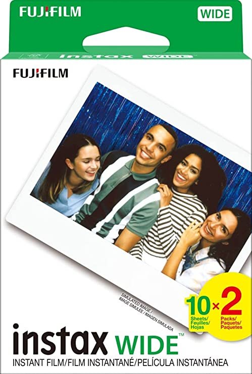 Fujifilm instax Wide Instant Film, 20 Exposures, White, New Packaging
