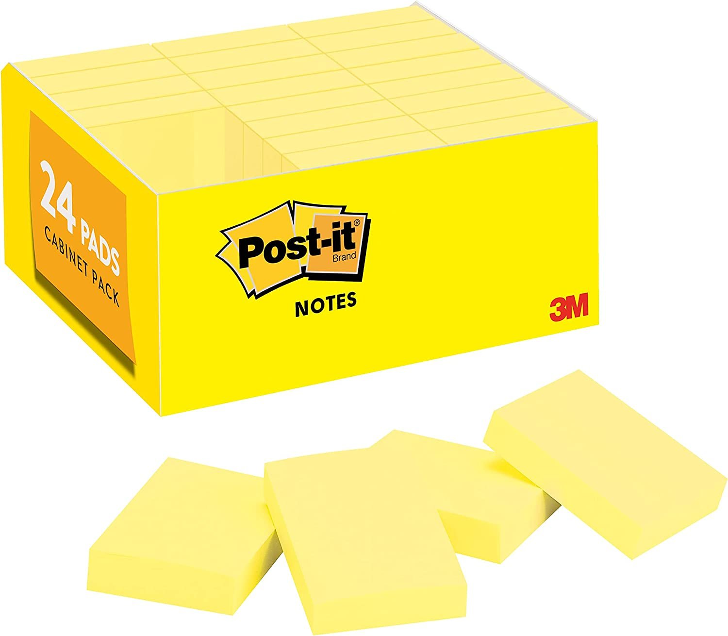 Post-it Mini Notes, 1.5 in x 2 in, 24 Pads, America's #1 Favorite Sticky Notes, Canary Yellow, Clean Removal, Recyclable (653-24VAD)