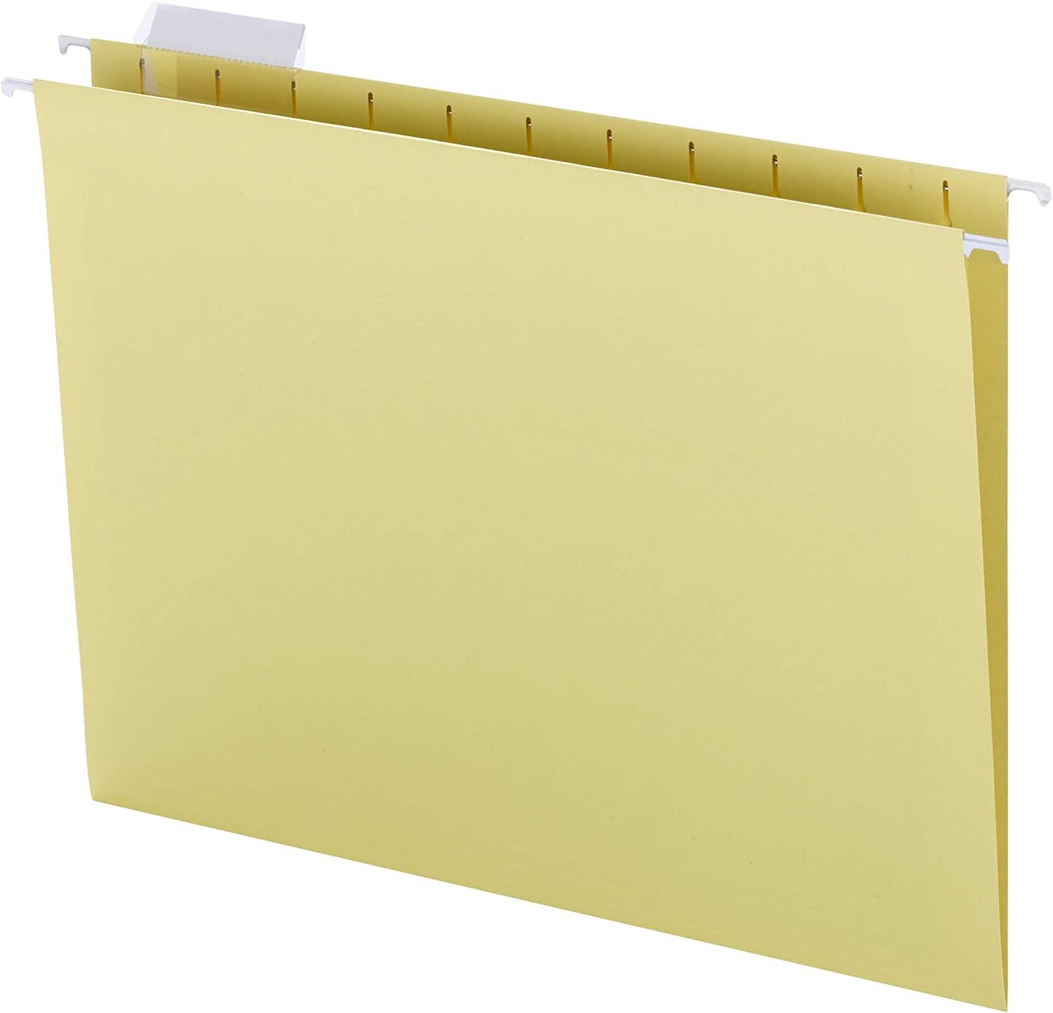 Smead Colored Hanging File Folder with Tab, 1/5-Cut Adjustable Tab, Letter Size, Yellow, 25 per Box (64069)