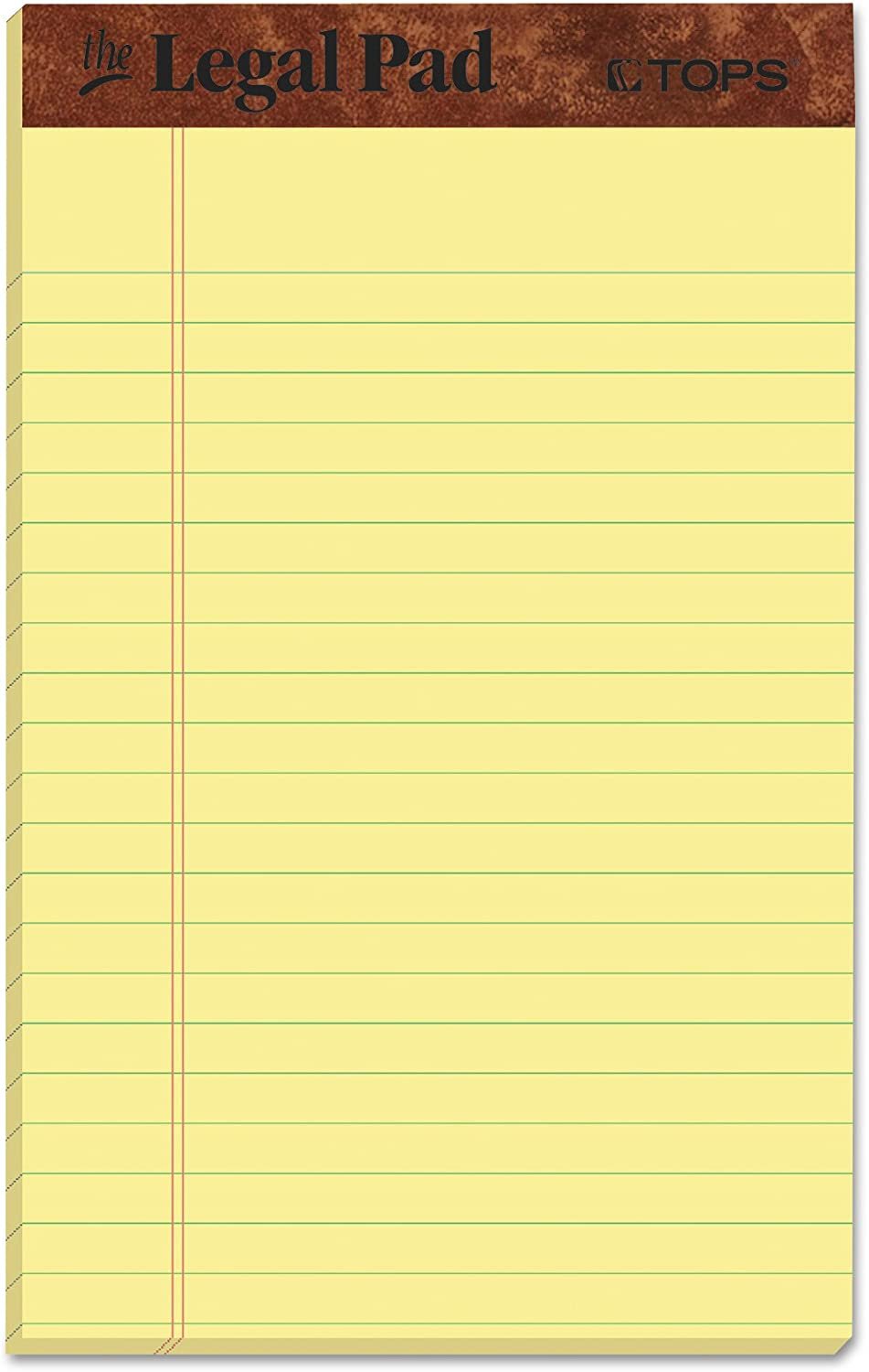 TOPS The Legal Pad Writing Pads, 5" x 8", Jr. Legal Rule, Canary Paper, 50 Sheets, 12 Pack (7501) TOP7501