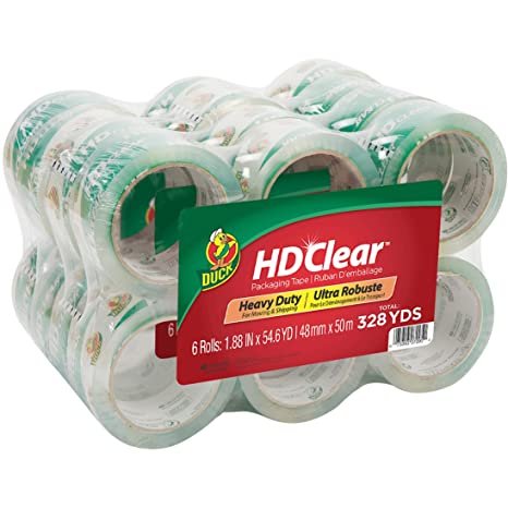 Duck Brand HD Clear Heavy Duty Packaging Tape, 1.88 Inches x 54.6 Yards, Clear, 24 Pack (393730)