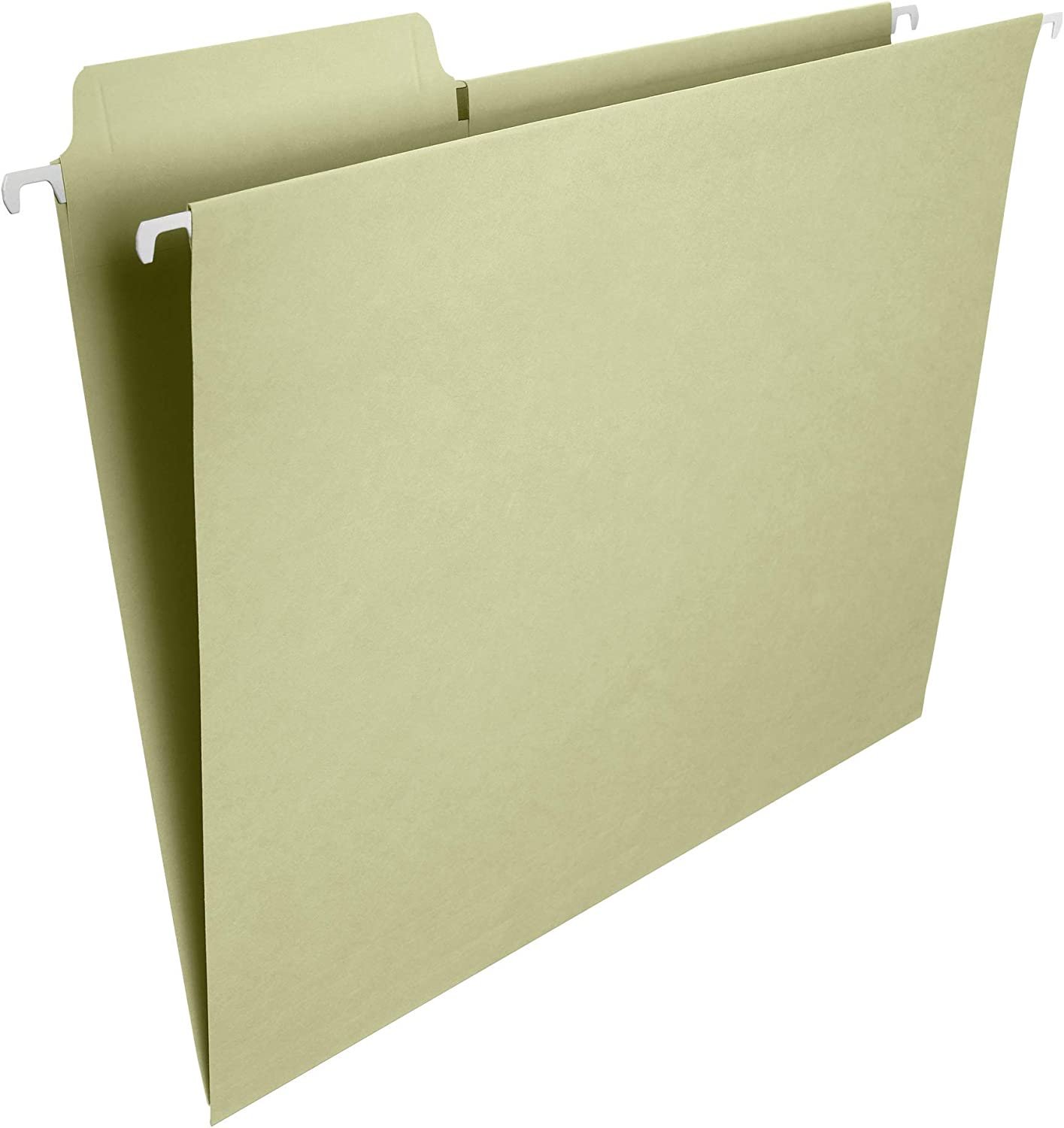 Smead FasTab Hanging File Folder, 1/3-Cut Built-in Tab, Letter Size, Moss, 20 per Box (64082)