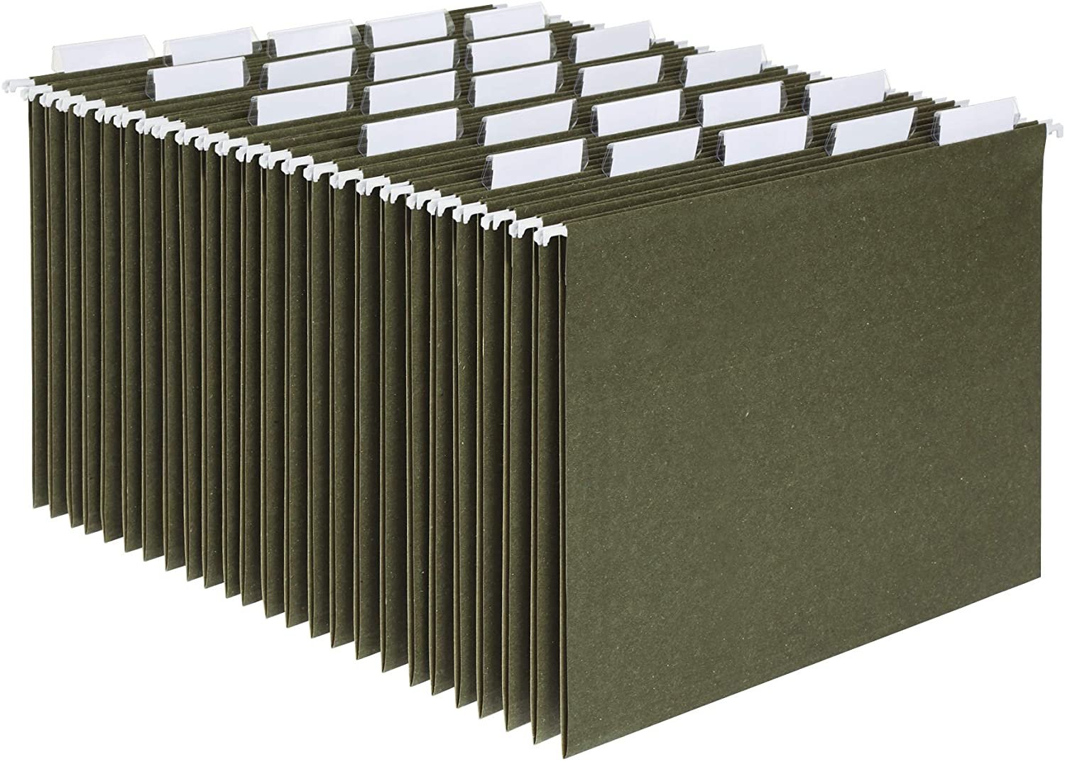 Pendaflex Hanging File Folders, Letter Size, Standard Green, 1/5-Cut Adjustable Tabs, 25 Per Box (81602), Standard Green - 1/5 Tabs