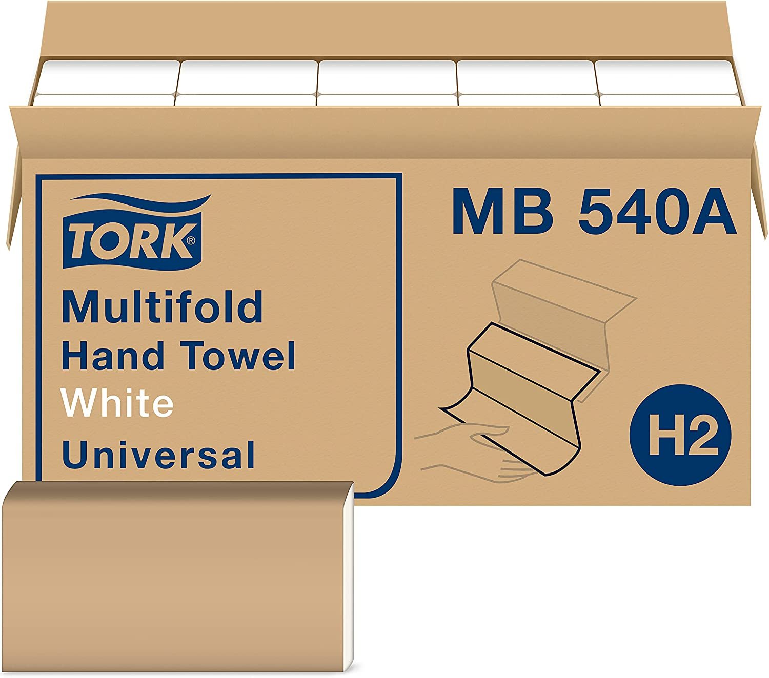 Tork Multifold Hand Towel White H2, Universal, 100% Recycled Fibers, 16 x 250 Towels, MB540A