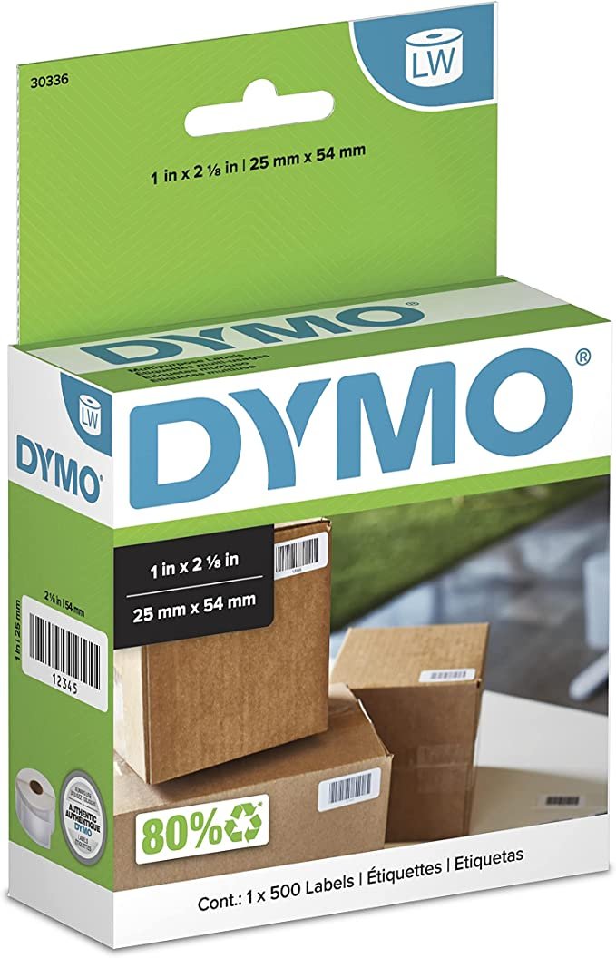 DYMO LW Multi-Purpose Labels for LabelWriter Label Printers, White, 1'' x 2-1/8'', 1 roll of 500 (30336)