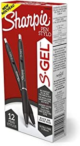 Sharpie S-Gel, Gel Pens, Ultra Fine Point (0.38mm), Black, 12 Count