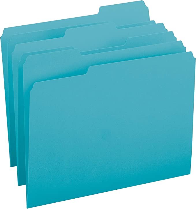 Smead Colored File Folder, 1/3-Cut Tab, Letter Size, Teal, 100 per Box (13143)