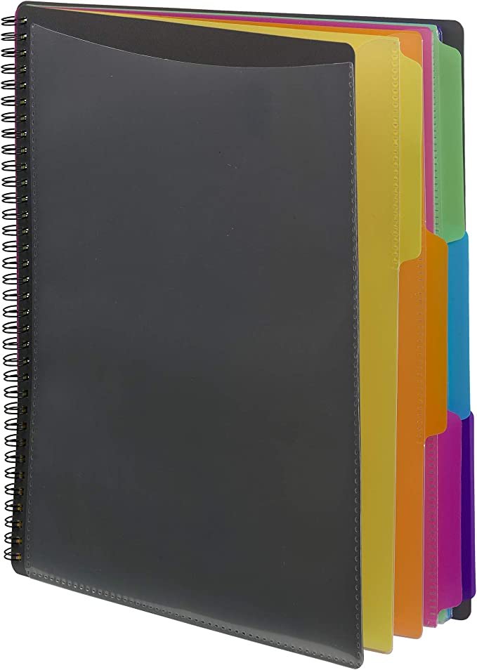 Smead 12 Pocket Poly Project Organizer, Letter Size, 1/3-Cut Tab, Gray with Bright Colors (89207)