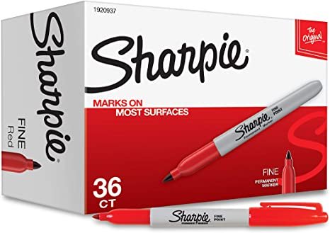 Sharpie® Permanent Fine-Point Markers, Red, Pack Of 36