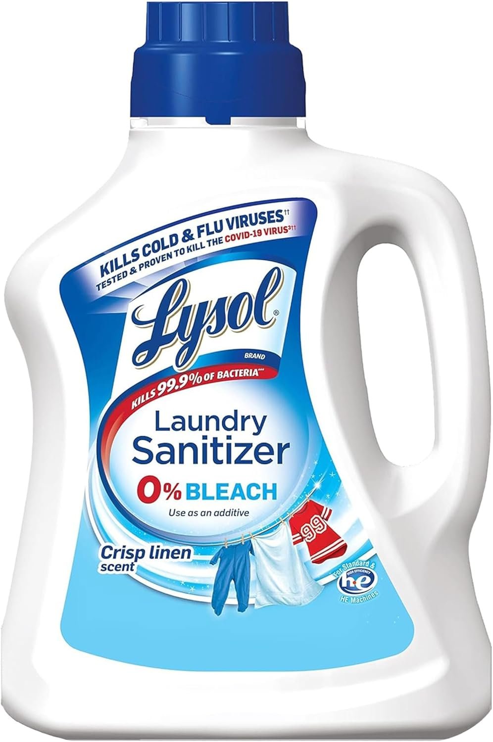 Lysol Disinfectant Laundry Sanitizer & Scent Booster, Laundry Detergent Additive, Color Safe Bleach Alternative, Laundry Odor Eliminator, Kills Bacteria & Viruses, Crisp Linen Scent, 90 Fl Oz