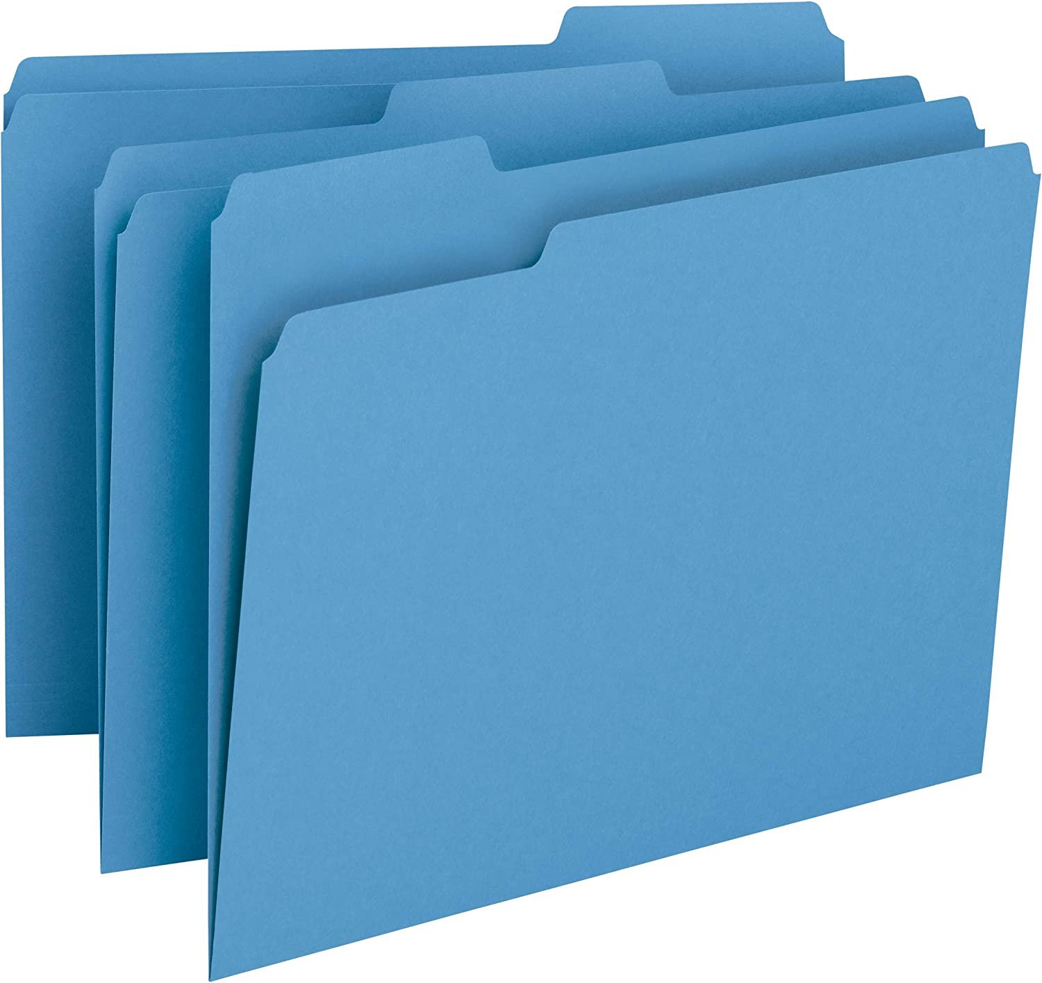 Smead Colored File Folder, 1/3-Cut Tab, Letter Size, Blue, 100 per Box (12043)