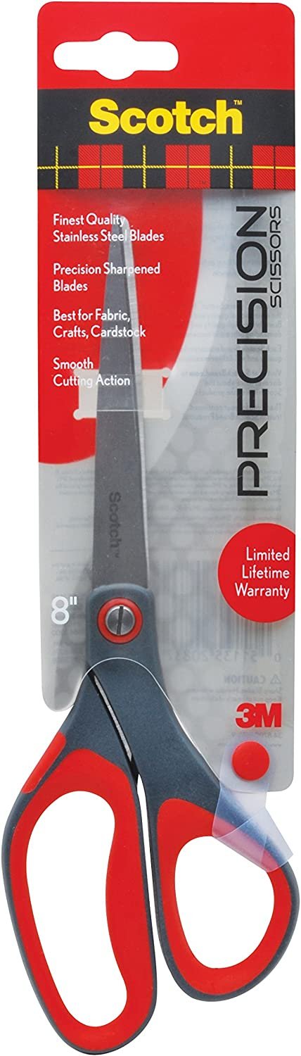 Scotch Precision Scissor, 8-Inches, Grey/Red