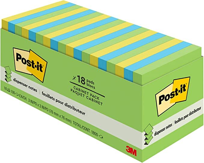 Post-it Super Sticky Notes, 3x3 in, 18 Pads, 2x the Sticking Power, Floral Fantasy Collection, Bold Colors, Recyclable (R330-18AUCP)