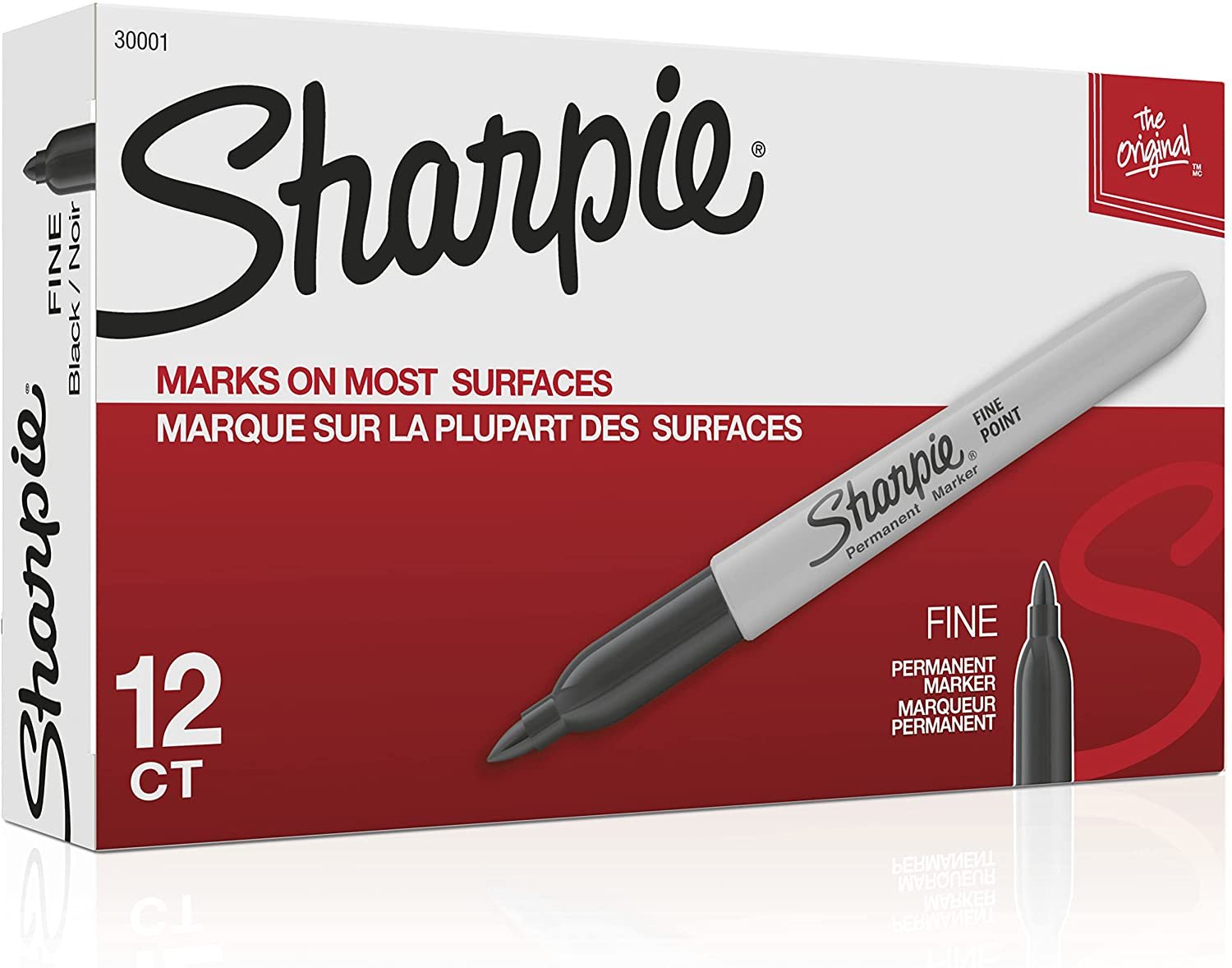 Sharpie Permanent Markers, Fine Point, Black, 12 Count