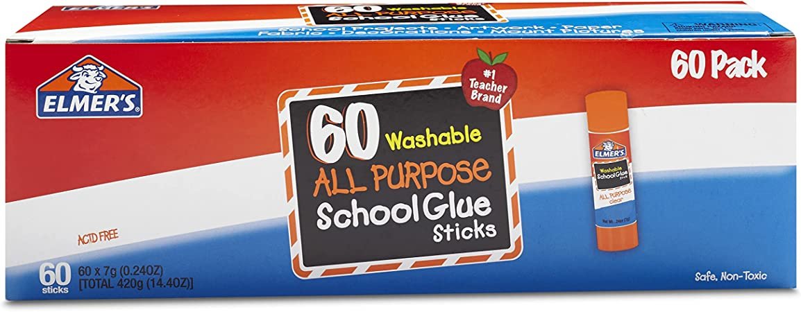 Elmer's All Purpose School Glue Sticks, Washable, 7g, 60 Count
