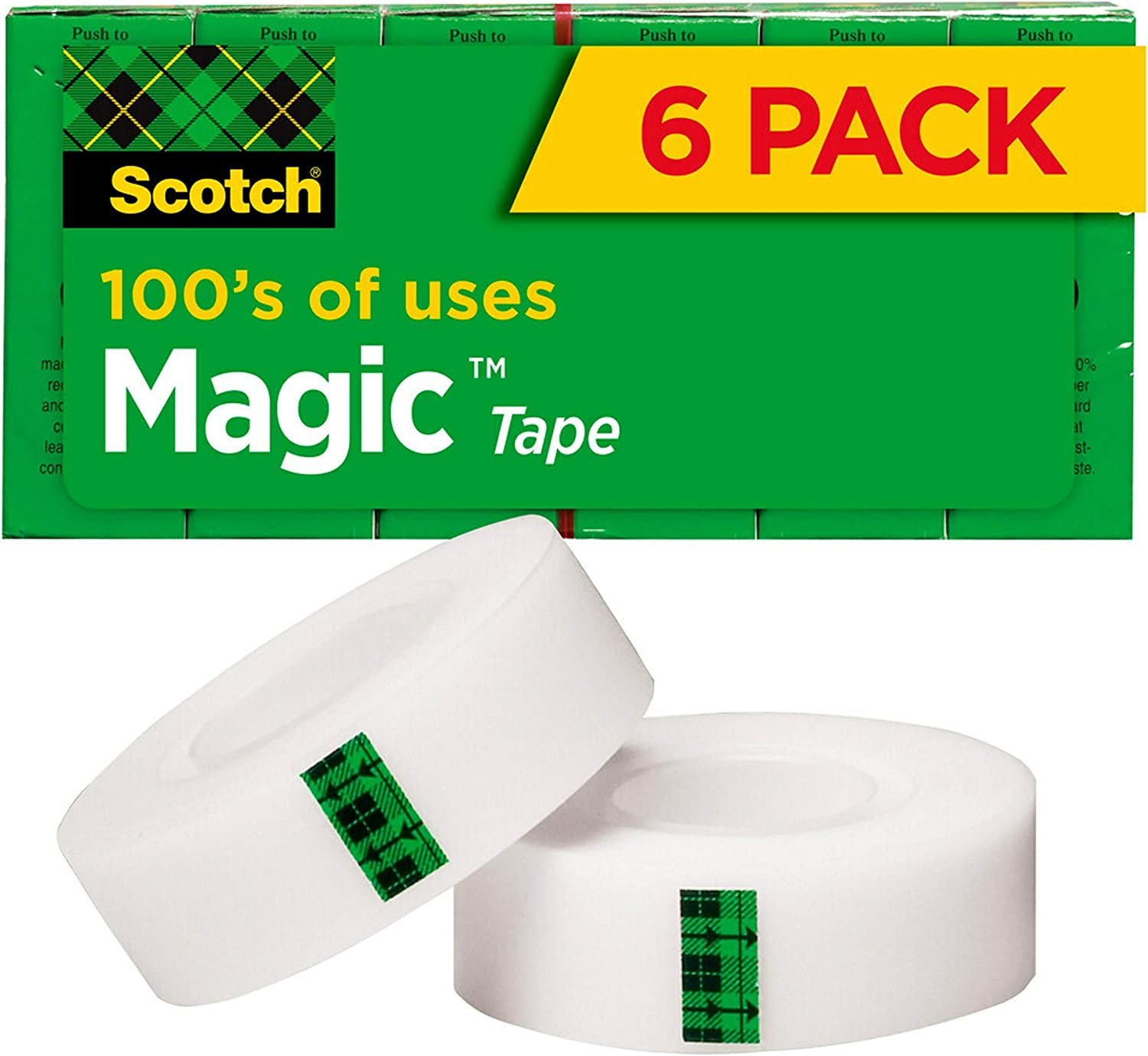 Scotch Magic Tape, 6 Rolls, Great for Gift Wrapping, Numerous Applications, Invisible, Engineered for Repairing, 3/4 x 1000 Inches, Boxed (810K6)