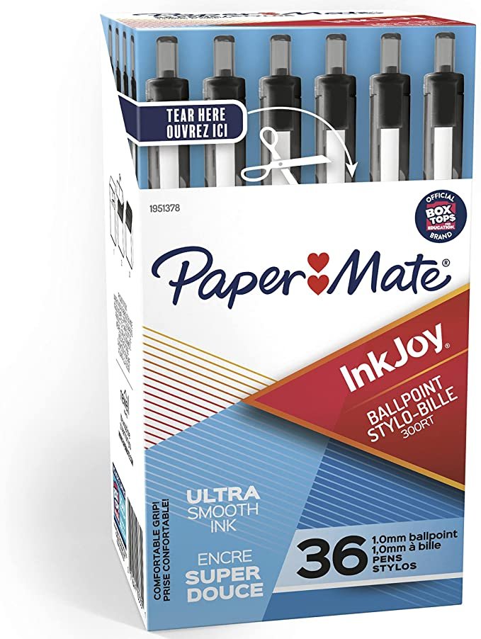 Paper Mate InkJoy 300RT Retractable Ballpoint Pens, Medium Point (1.0mm), Black, 36 Count