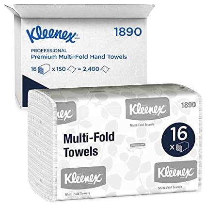 Kleenex Multifold Paper Towels (01890), White, 16 Packs / Case, 150 Tri Fold Paper Towels / Pack, 2,400 Towels / Case