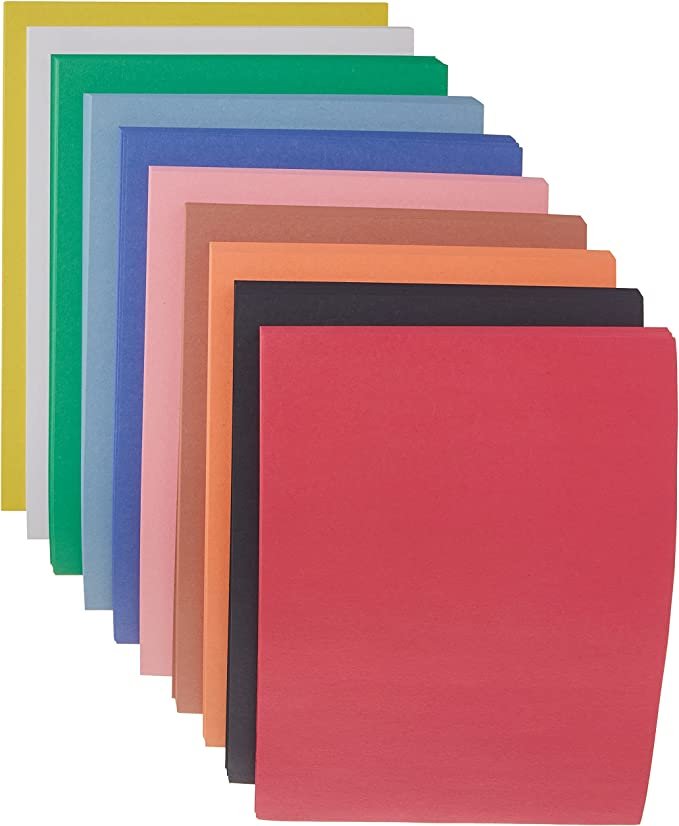 PACON Art Street Lightweight Construction Paper, 10 Assorted Colors, 9" x 12", 500 Sheets