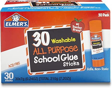 Elmer's All Purpose School Glue Sticks, Washable, 7 Gram, 30 Count