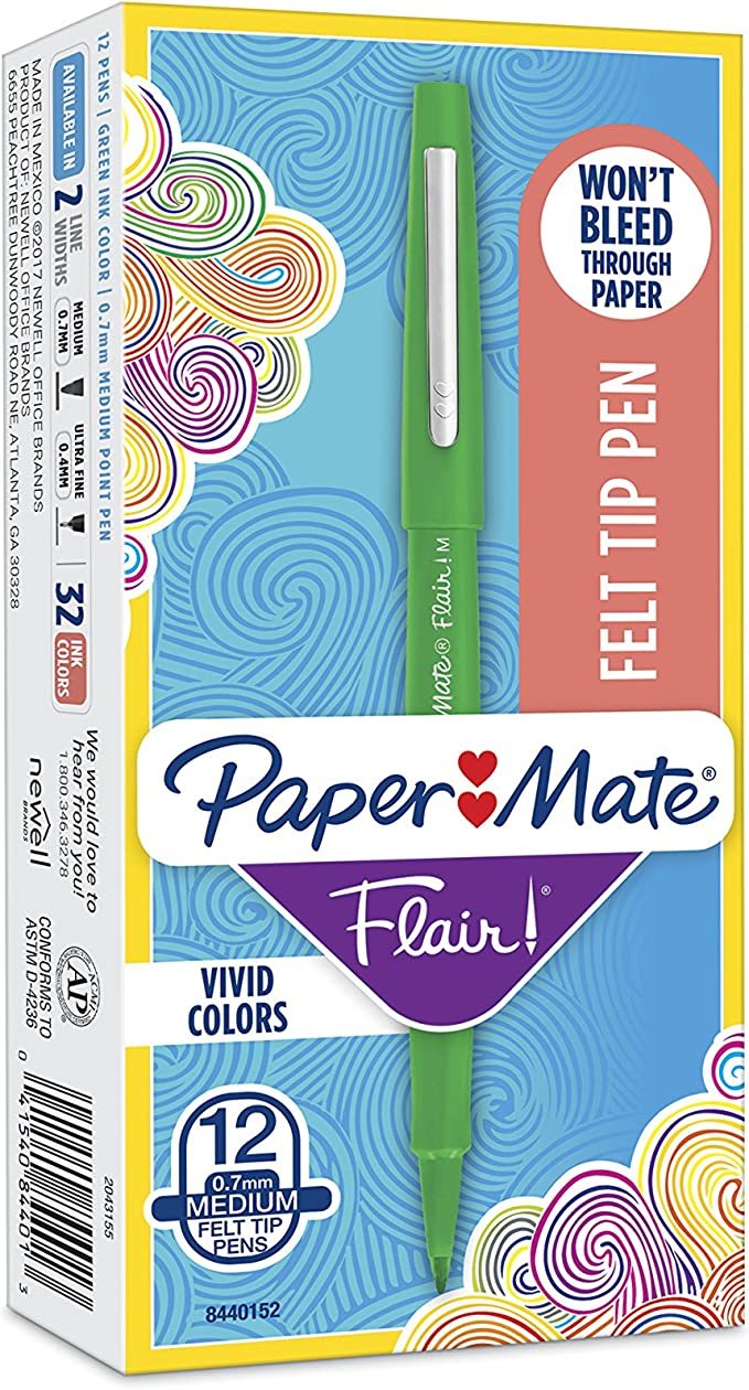 Paper Mate Flair Point-Guard Porous Point Pens, 12 Green Pens (8440152)