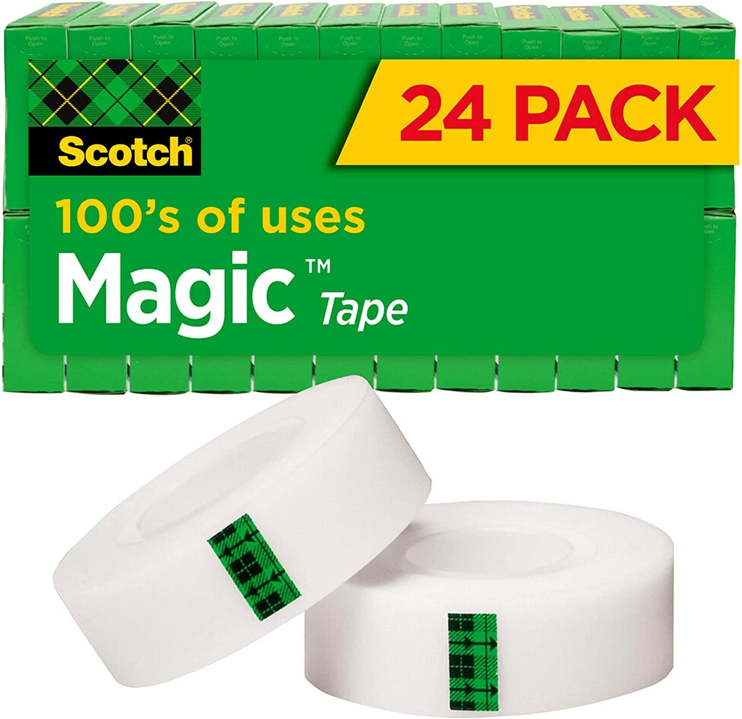 Scotch Magic Tape, 24 Rolls, Numerous Applications, Invisible, Engineered for Repairing, 3/4 x 1000 Inches, Boxed (810K24) MMM810K24