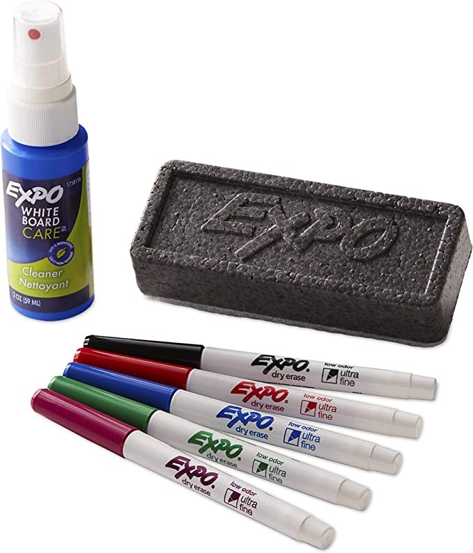 EXPO 1884310 Low-Odor Dry Erase Set, Ultra Fine Tip, Assorted Colors, 7-Piece