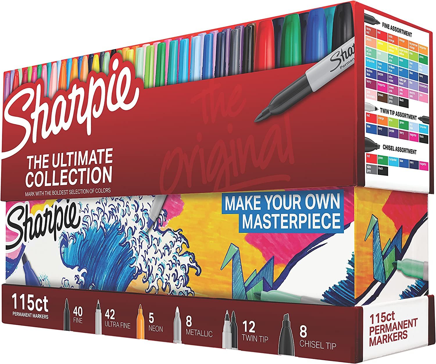 Sharpie Permanent Markers Ultimate Collection, Assorted Tips and Colors, 115 Count