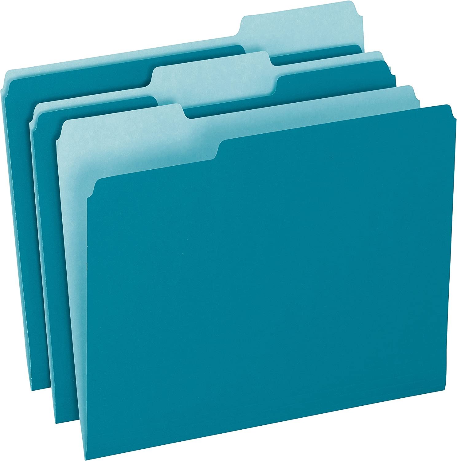 Pendaflex Two-Tone Color File Folders, Letter Size, 1/3 Cut, Teal, 100 Per box (152 1/3 TEA)
