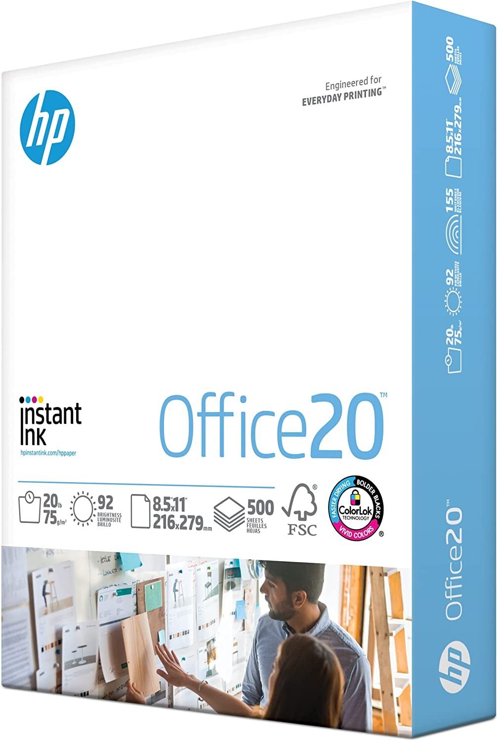 HP Printer Paper | 8.5 x 11 Paper | Office 20 lb | 5 Ream Case - 2500 Sheets | 92 Bright | Made in USA-FSC Certified | 112150C