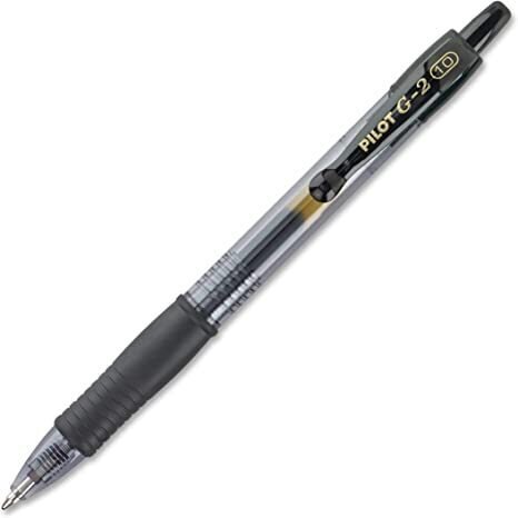 PILOT G2 Premium Refillable & Retractable Rolling Ball Gel Pens, Bold Point, Black Ink, 12-Pack (31256)